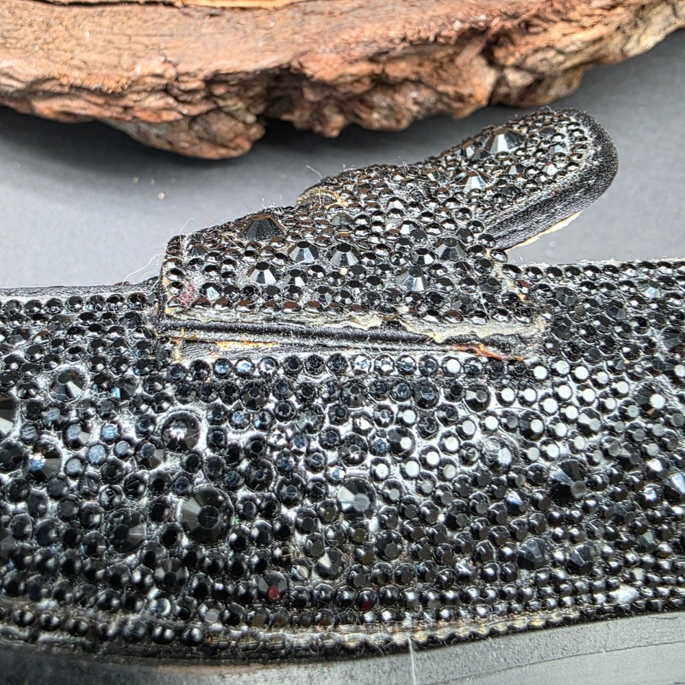 Betsey Johnson SB-ARON Loafers Womens 6M Black Rhinestone Studded Blue Sole Luxe - Picture 7 of 7